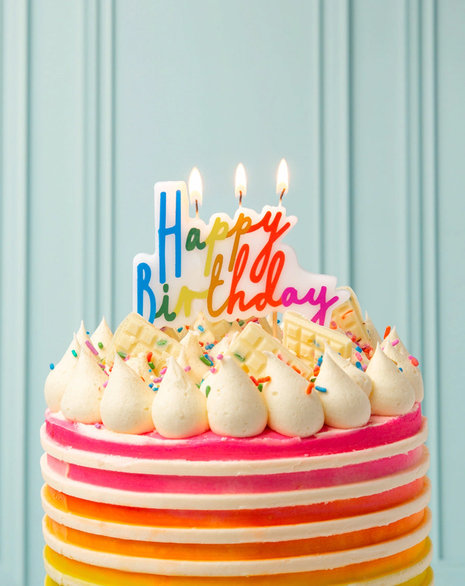 Kuchen-Kerze HAPPY BIRTHDAY RAINBOW