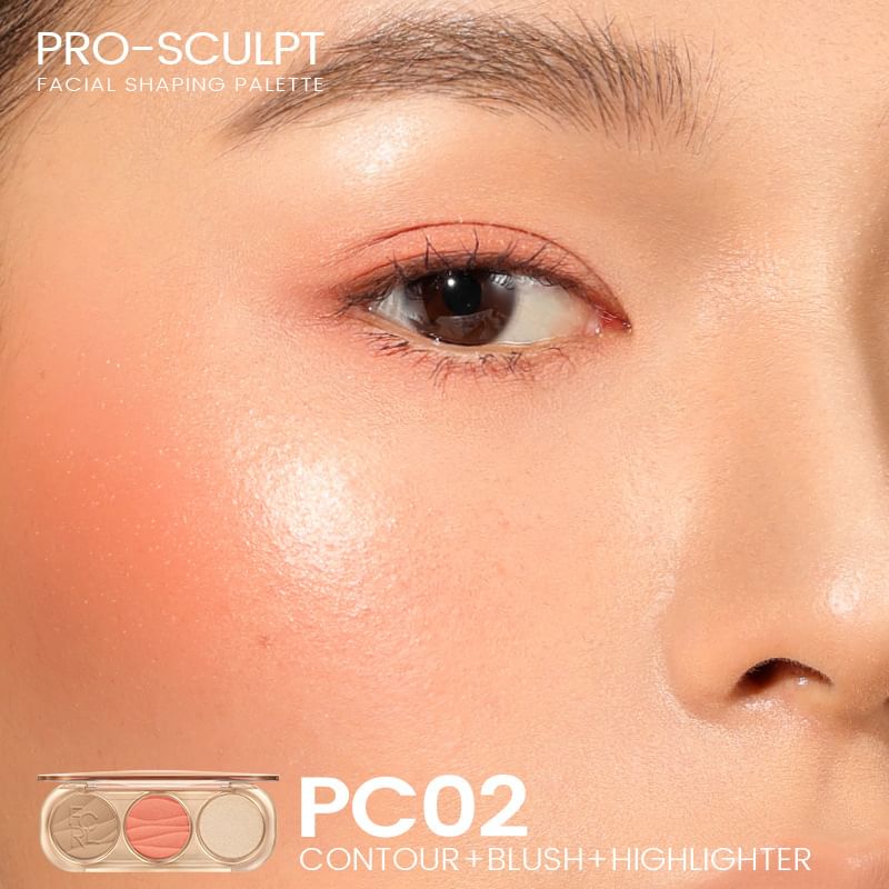FOCALLURE - 3-in-1 highlight- en blusherpalet - 3 kleuren