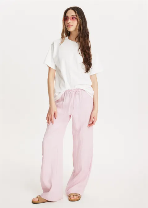Broek met structuur roze (ROS.L)