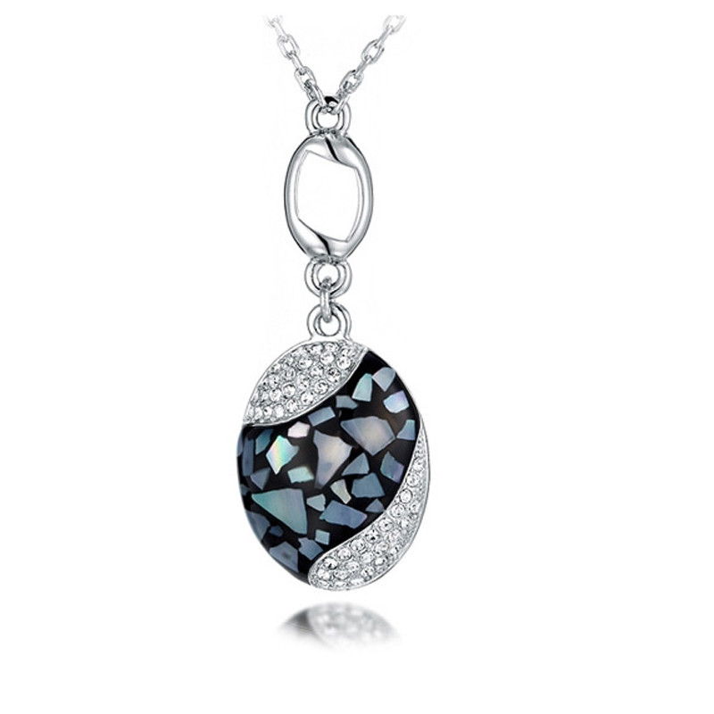 Pendentif Abalone orné de cristaux de Swarovski Blanc