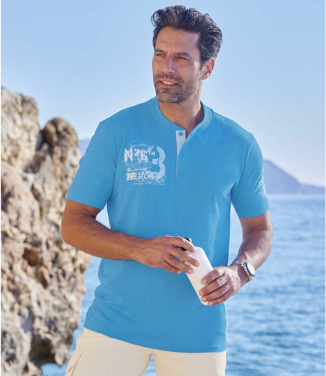 Lot de 2 Tee-Shirts Col Tunisien Nautic
