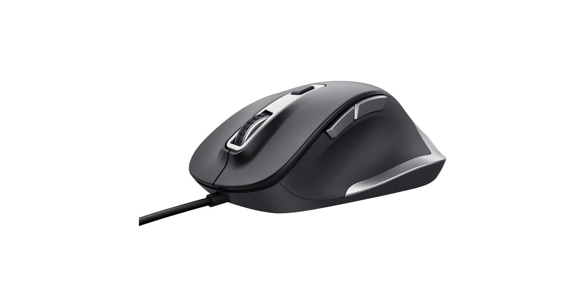 TrustFyda Bedrade muis  (Zwart/grijs, 600 - 5000 DPI)