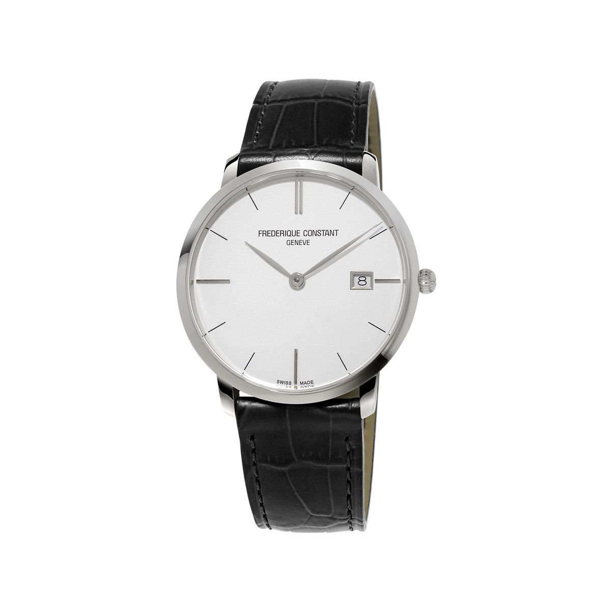 Montre Frederique Constant homme acier cuir noir