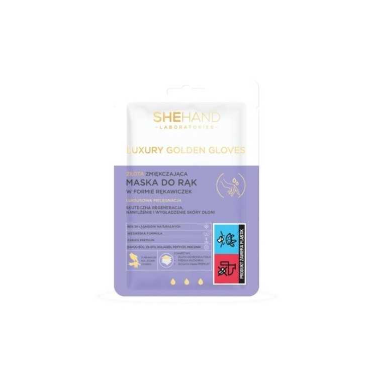 SheHand Luxury Golden Gloves Gold Softening Hand Mask in Form von Handschuhen, 1 Paar