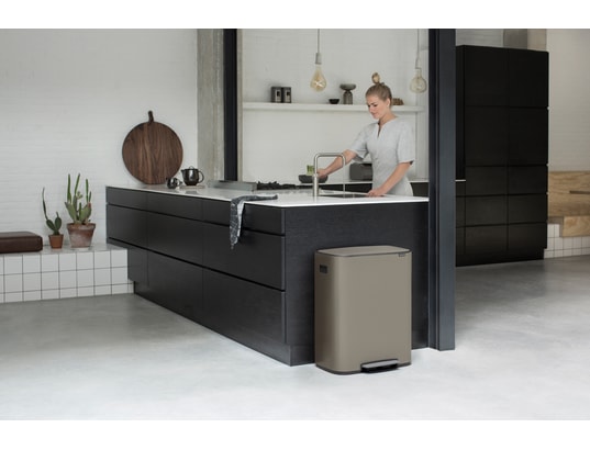 BRABANTIA - Poubelle à pédale Bo Pedal Bin 2 x 30L - Platinium