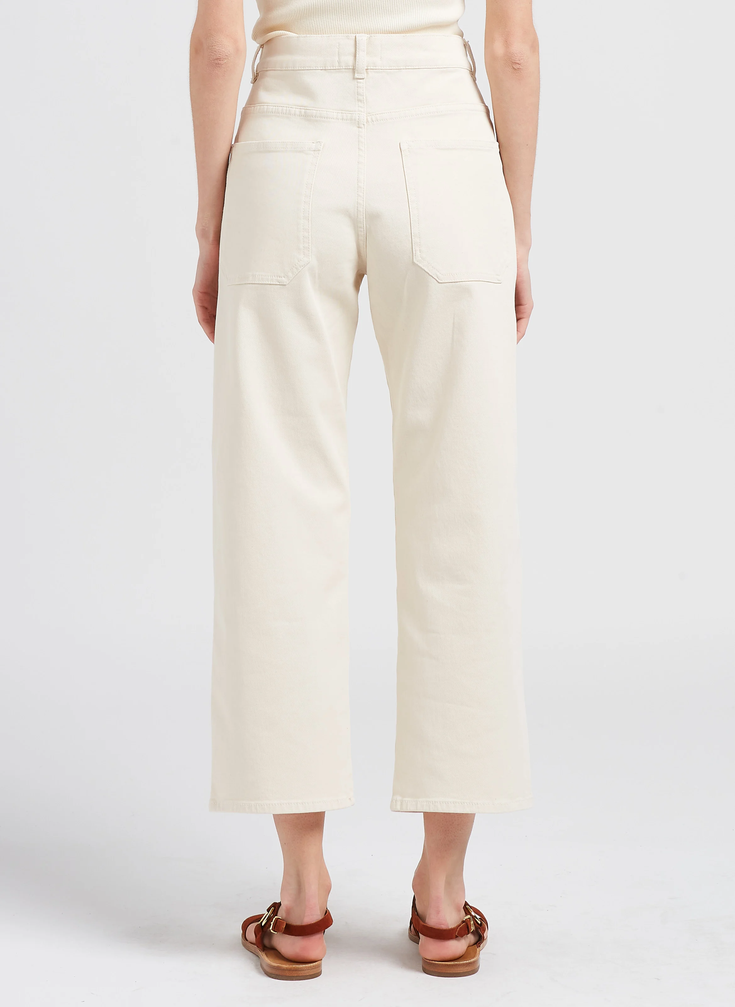 EDDY - Jean cropped en coton stretch| Blanc