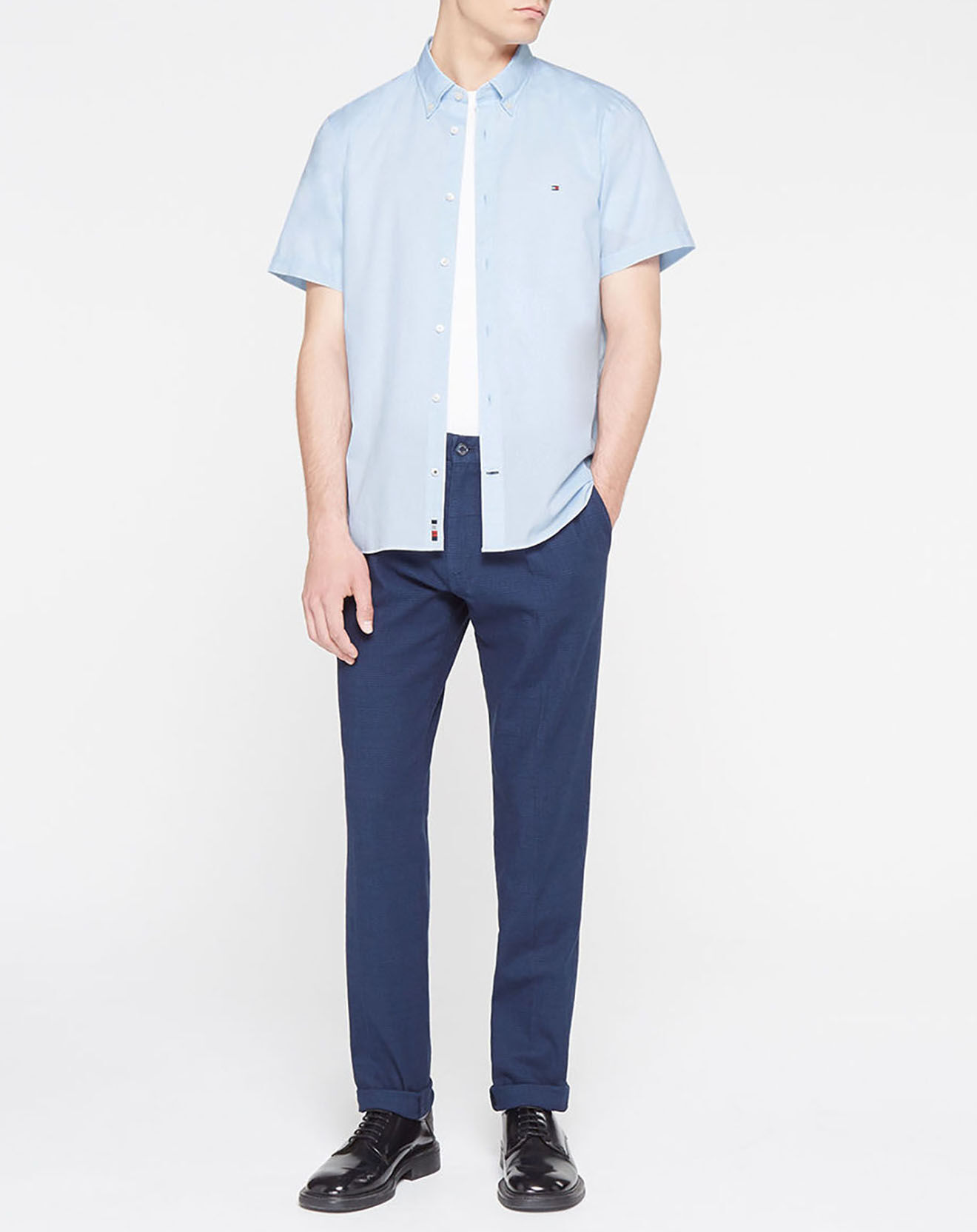 Tommy Hilfiger Chemise slim fit travel oxford bleu clair