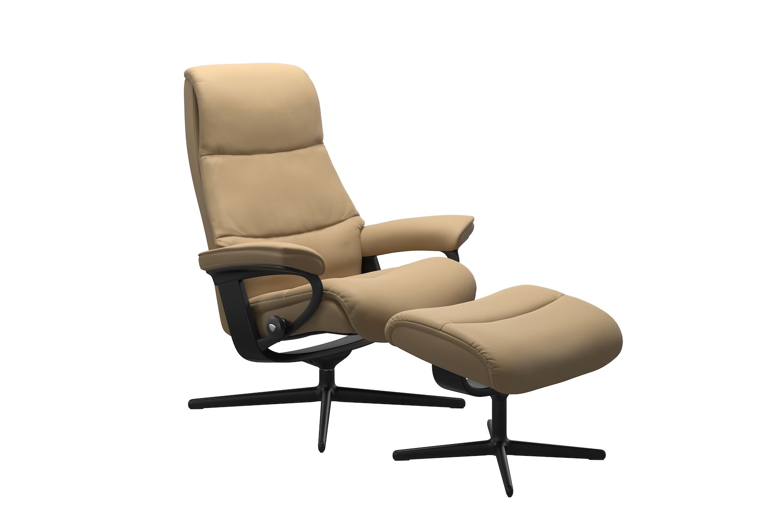 View (M) lenestol med krakk Hud Paloma Sand - Cross Sort - Sort
