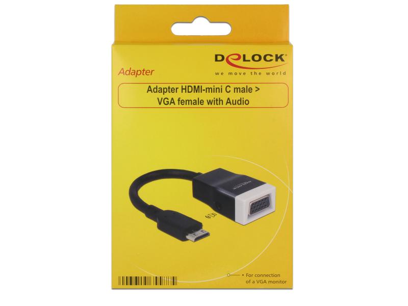 Delock Adapterkabel Mini-C-HDMI – VGA mit Audio HDMI (mini C) zu VGA Adapter mit integrierter Audiobuchse
