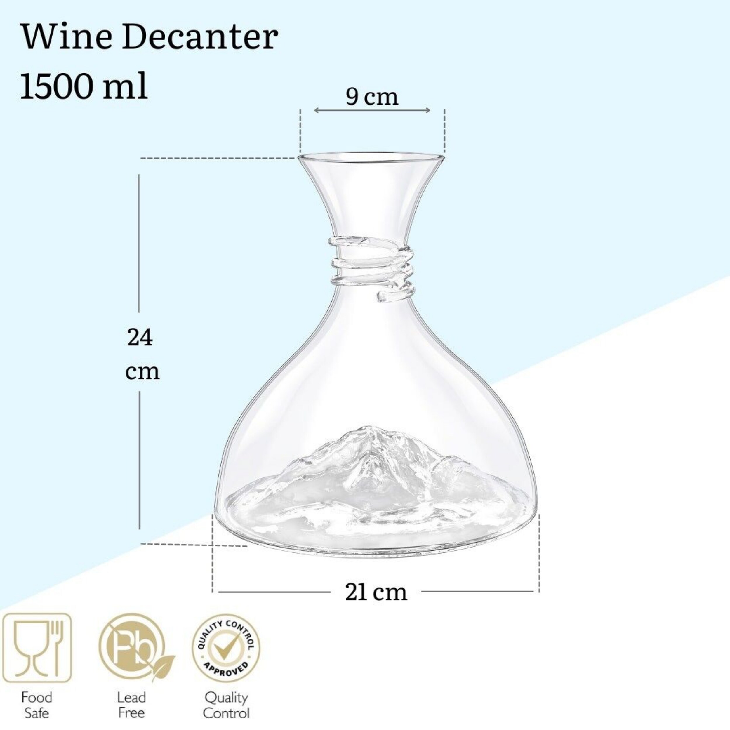 Eleganter mundgeblasener Weindekanter – 1500 ml, bleifrei