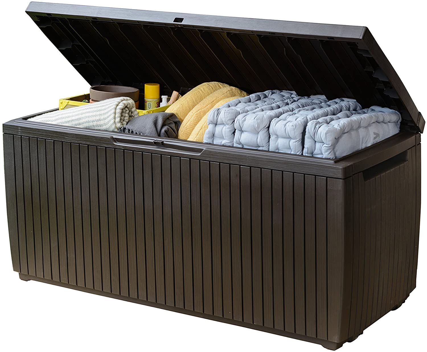 Keter Kissenbox Sitztruhe Gartenbox Springwood braun