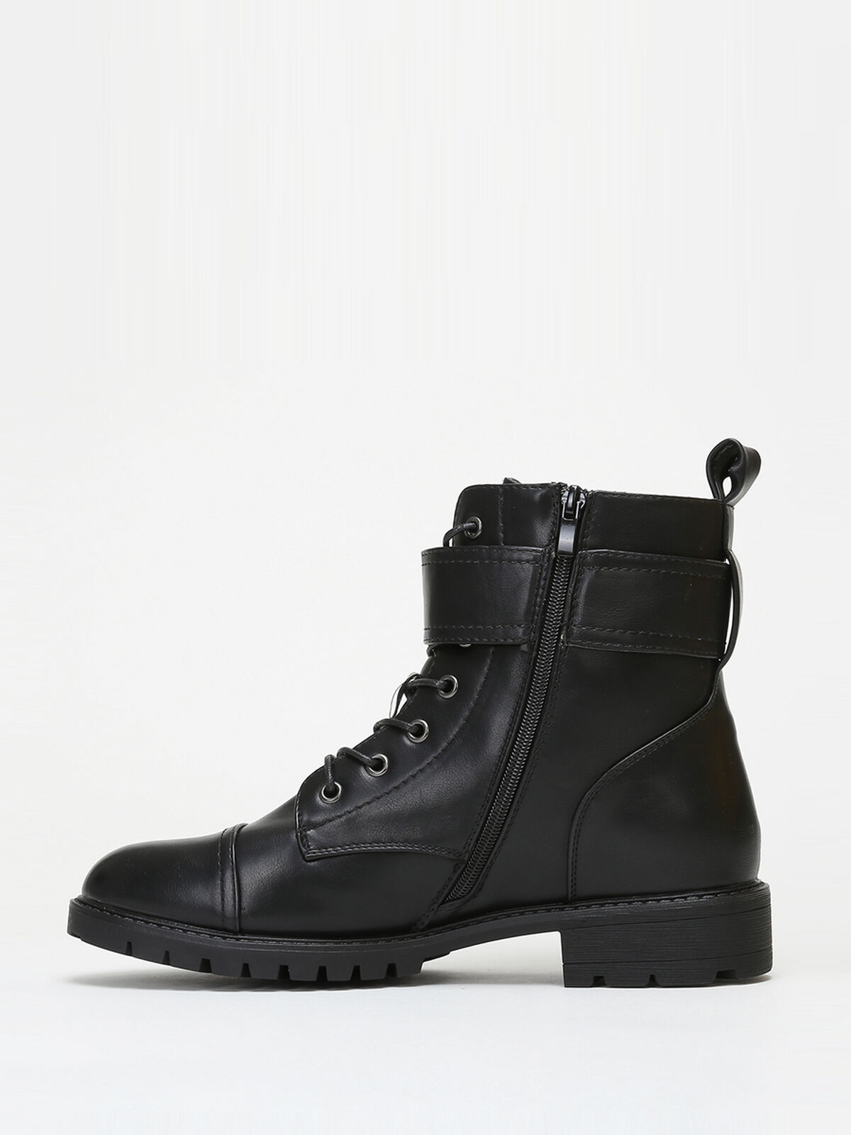 Bottines rangers à bride grandes tailles- Noir