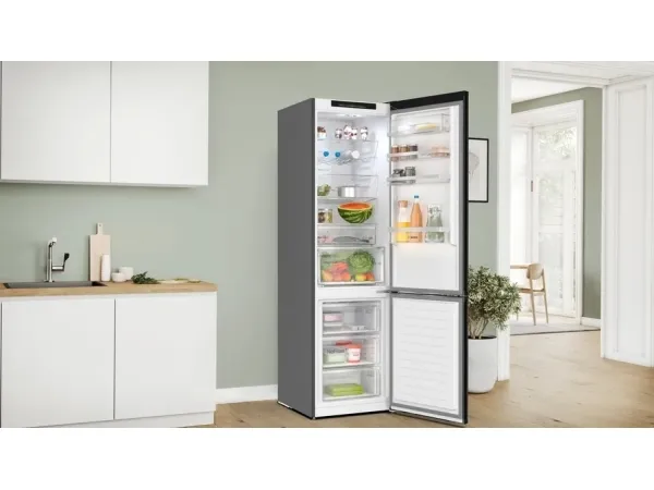 Bosch Serie 4 KGN39EXCF, 363 L, SN-T, 10 kg/24t, C, Frisk zone, aflukke, Sort, Rustfrit stål