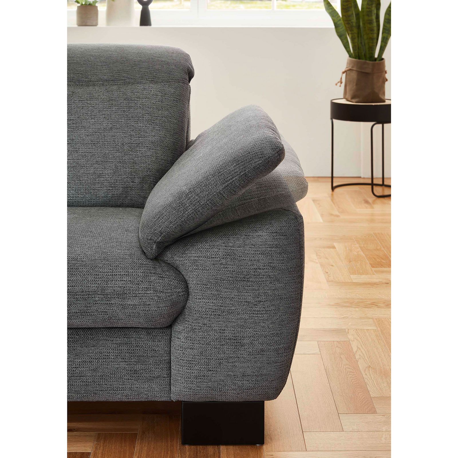 polsterpower Ecksofa - anthrazit - mit Funktionen - Anstellhocker links