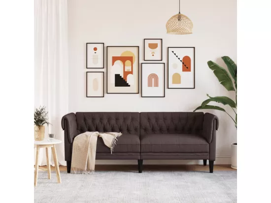 Canapé Chesterfield 3 places marron foncé tissu