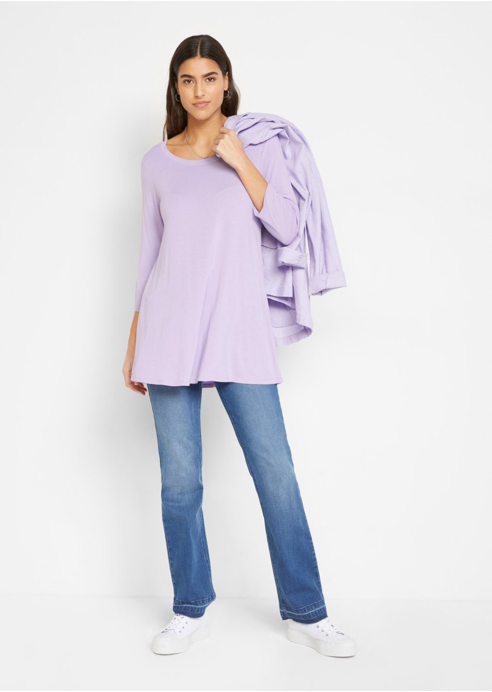T-shirt en viscose extensible avec manches 3/4
