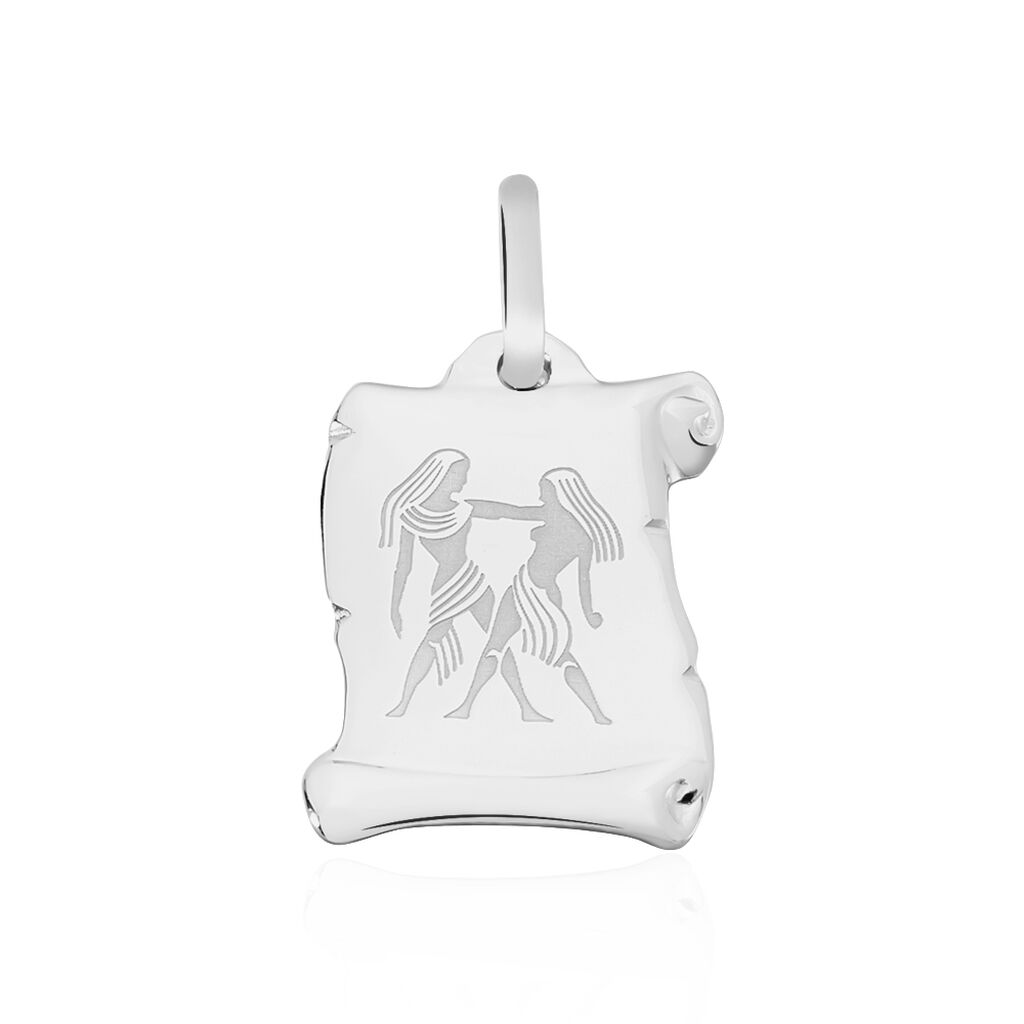 Pendentif Zodiaque Parchemin Argent Blanc