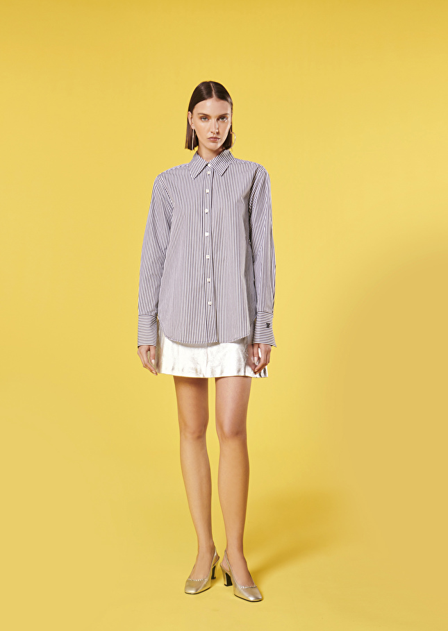Chemise Clarencenoire à rayures en popeline