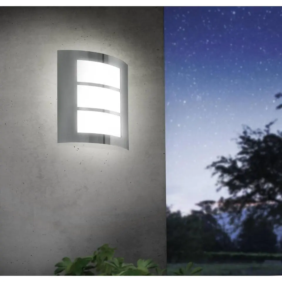 EGLO City Wandlamp - E27 - RVS/Kunststof - Wit/RVS