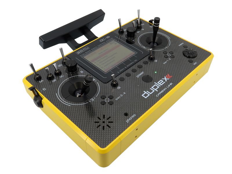 Jeti Fernsteuerung DC-16 II Carbon Line Gelb mit R10 Empfän Professioneller Jeti Duplex 2.4 GHz Sender