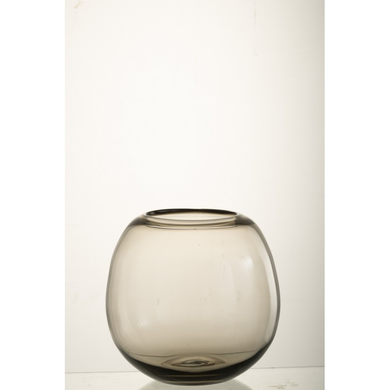Vase boule en verre gris 25x25x23 cm