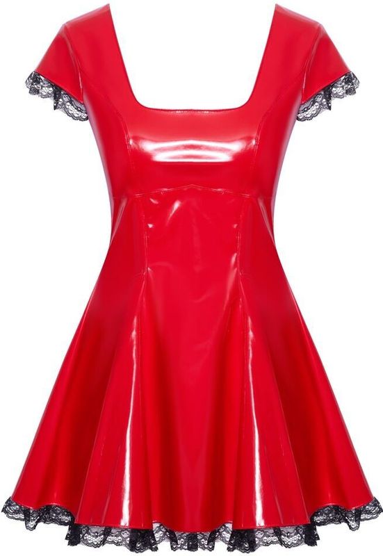 Black Level Vinyl Jurk - Rood