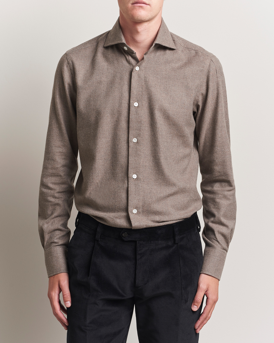 100Hands Herringbone Flannel Cut Away Shirt Caramel