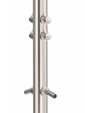 Tres Fuera dubbele buitendouche met mengkraan 230cm RVS