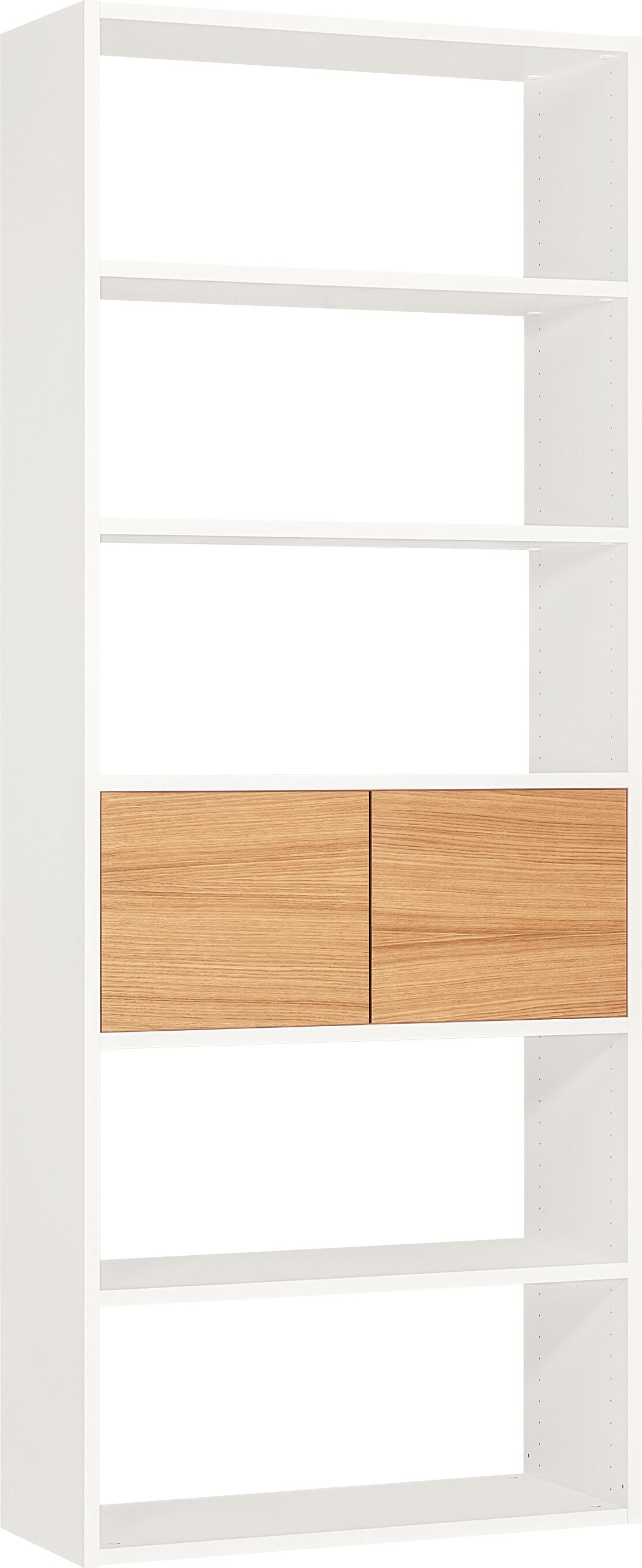 TARA Regal - Weiss / Eiche / B: 80.0 cm x T: 33.0 cm x H: 222.0 cm