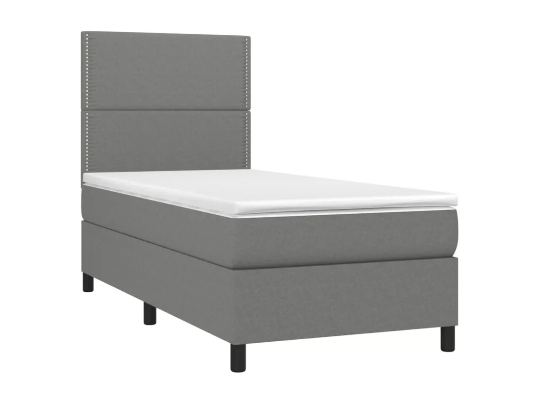 Sommier tapissier avec matelas et LED Gris foncé 90x190cm Tissu