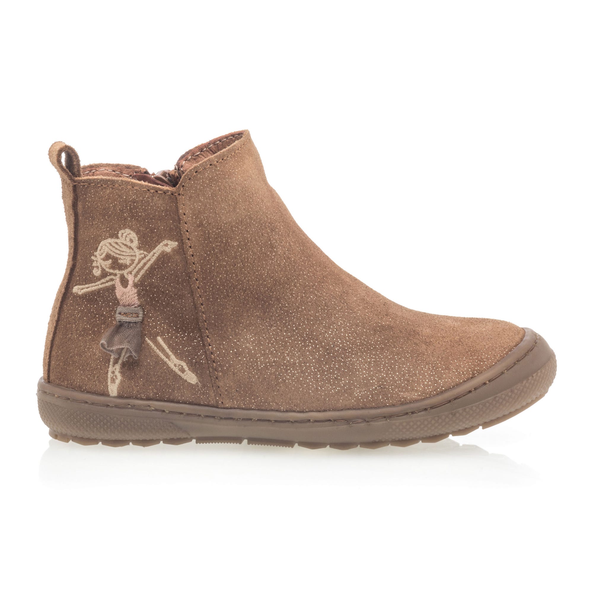 Bottines Fille en cuir cognac