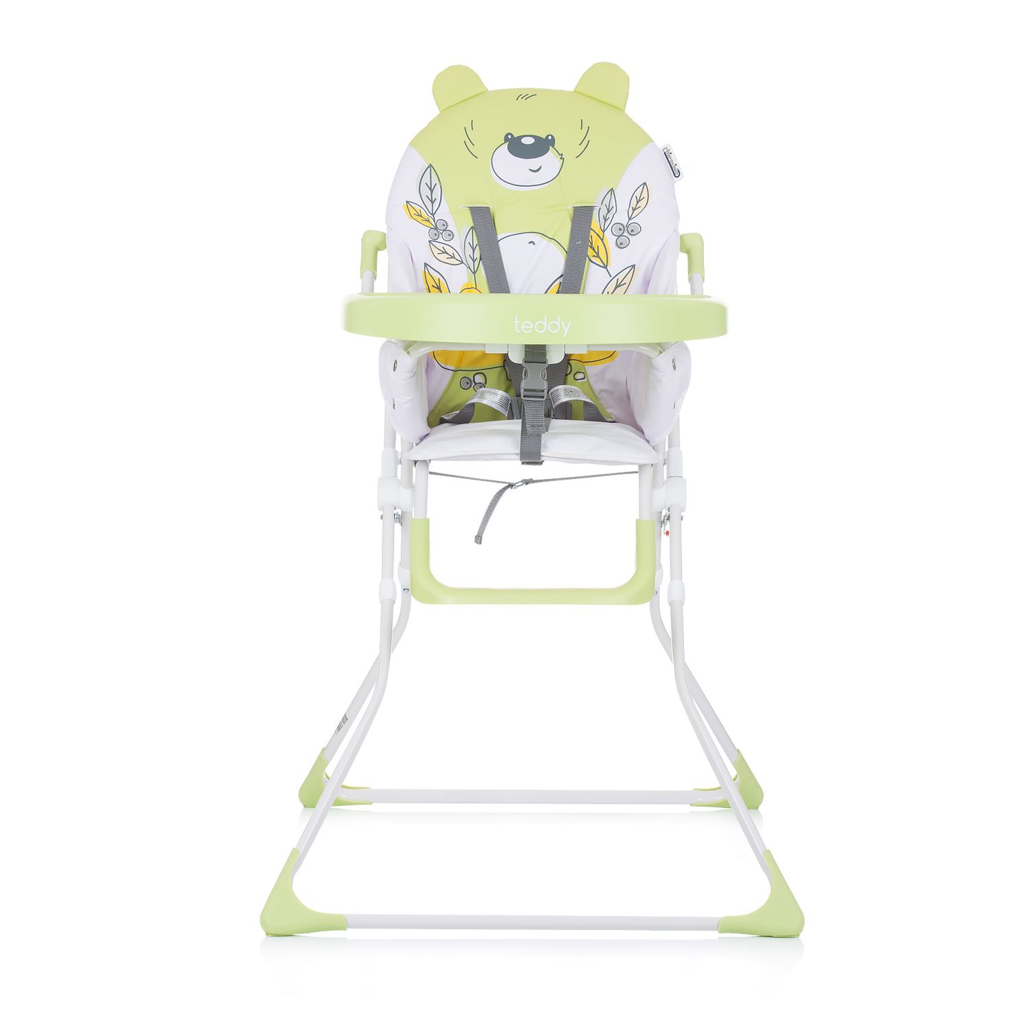 Chipolino Hochstuhl Teddy, klappbar, großer Tisch, verstellbare Fußablage, Gurt hellgrün