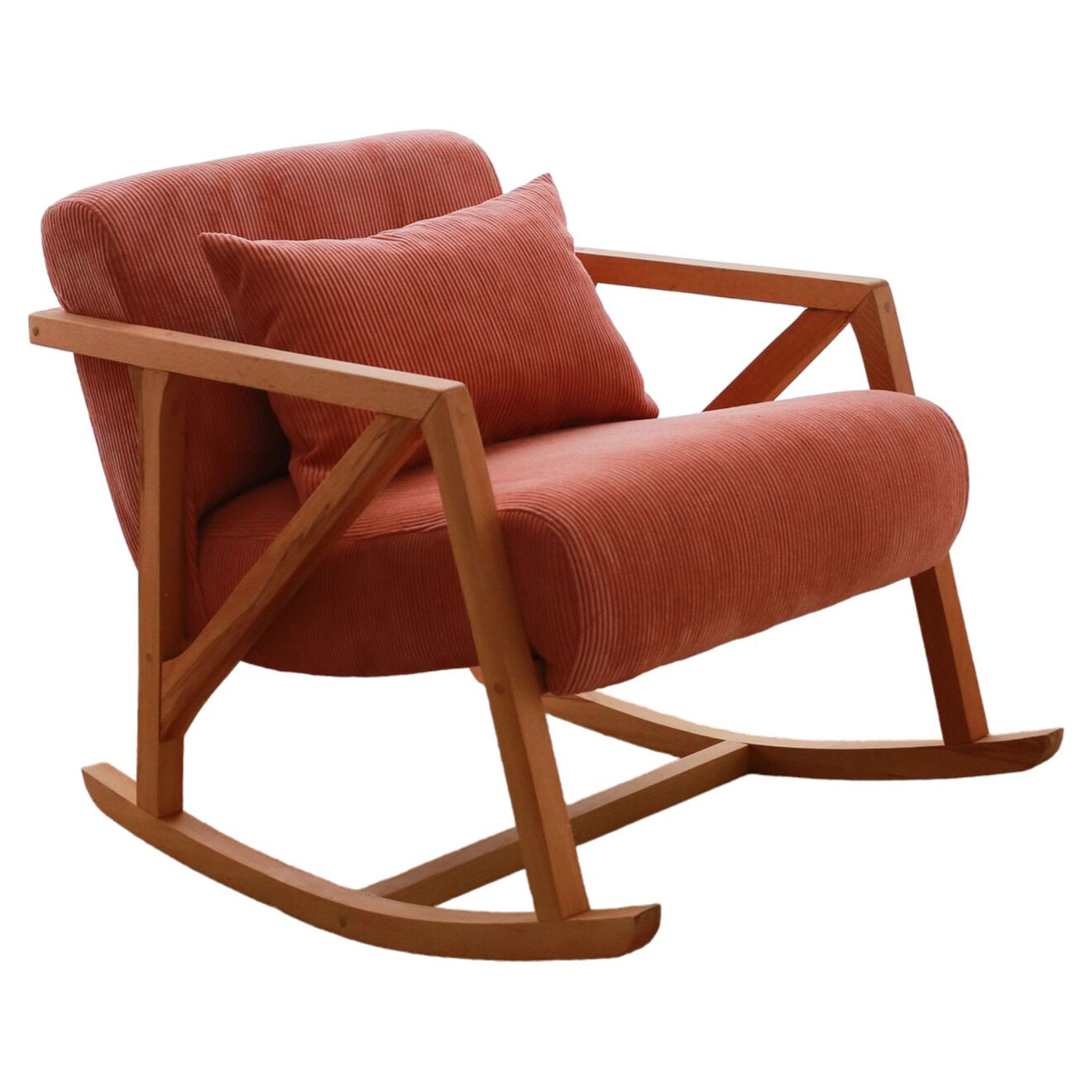 Homitis Fauteuil à bascule en Velours côtelé Nini Sallanan vermilion - 85x67x75 cm