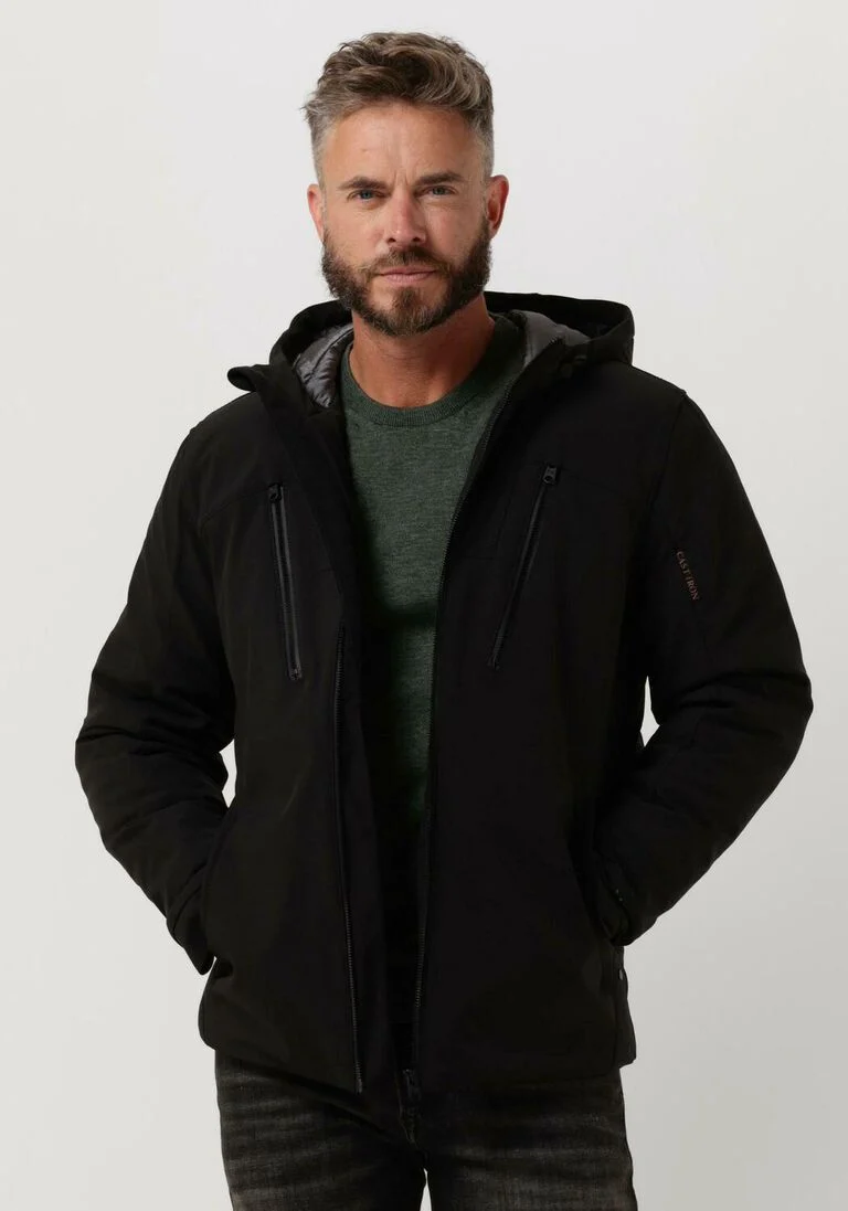 CAST IRON zwarte cast iron gewatteerde jas short jacket softshell zeroyon 2.0