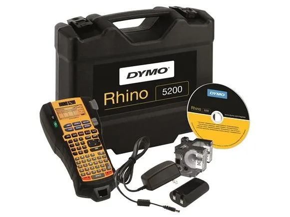 DYMO Rhino 5200 - Hard Case Kit - etikettemaskine - S/H - Rulle (1,9 cm) - skærer - gul