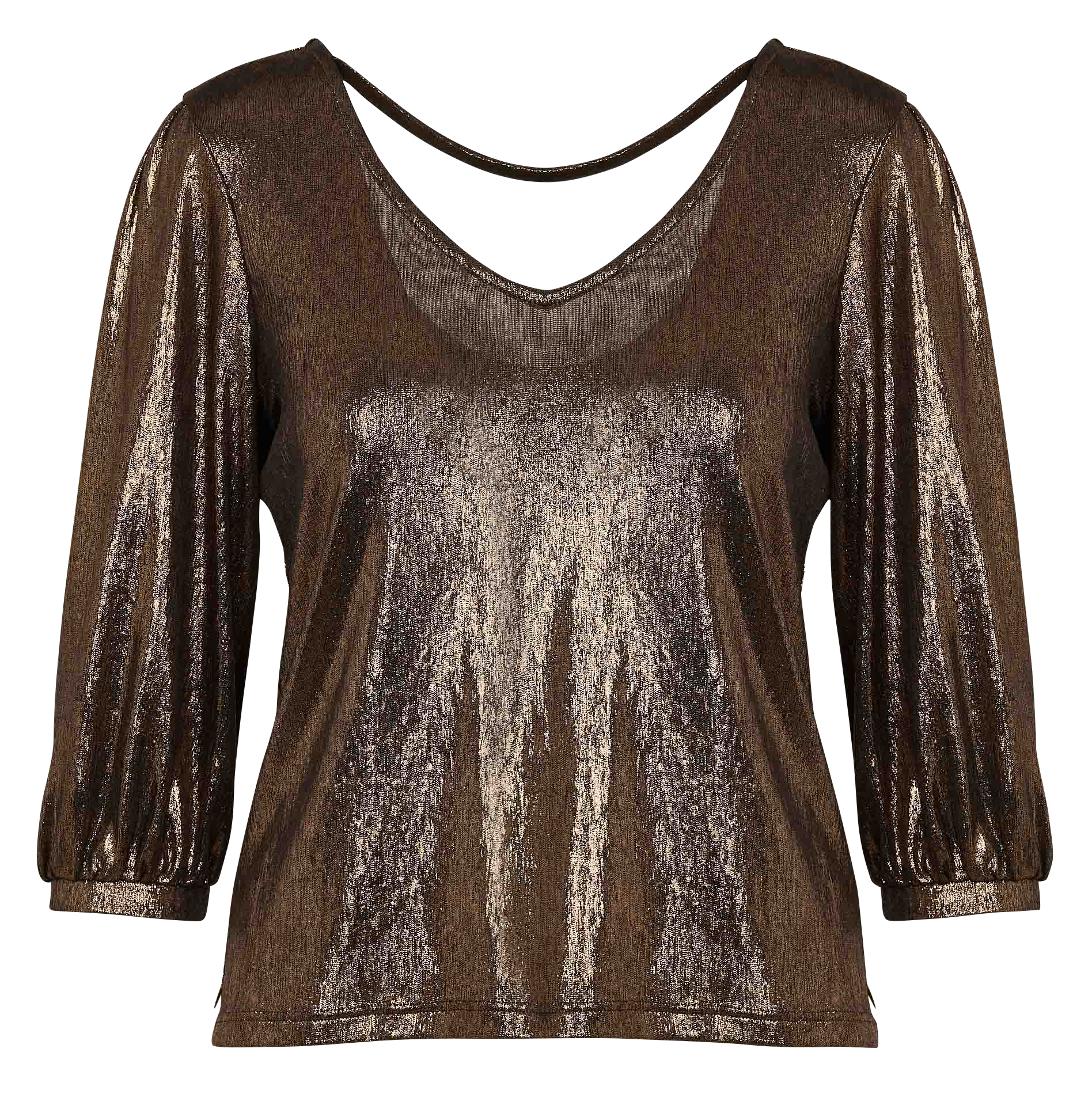 MABEL - Tee-shirt droit métallisé | Marron
