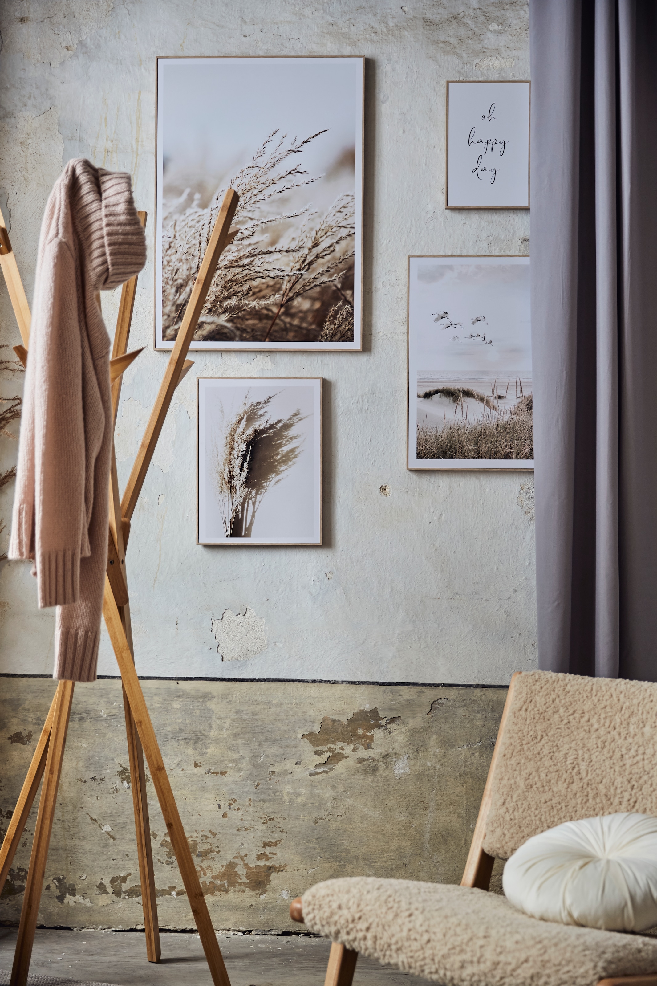 Reinders! Wandbild »Schönen Tag  Happy day - Kraniche - Strand - Trockenblume« 5 Stk. tlg.