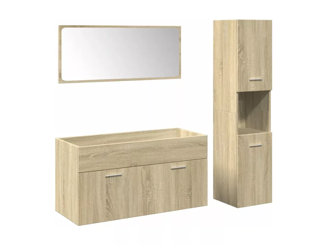 Ensemble de meubles de salle de bain 3 pcs chêne sonoma