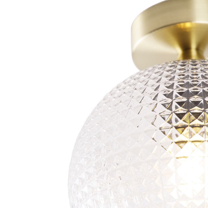 Art Deco plafondlamp messing met helder glas - Sphere