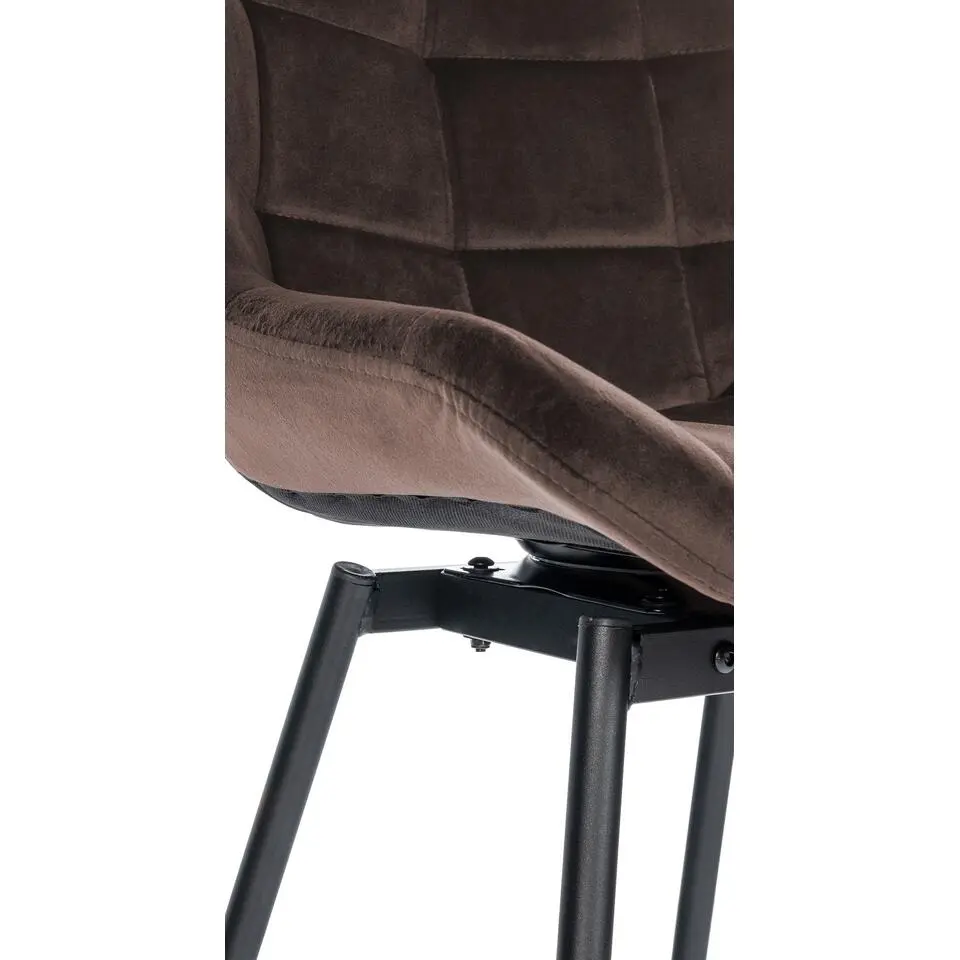 CLP Barkruk Weston zwart Frame - Fluweel - bruin