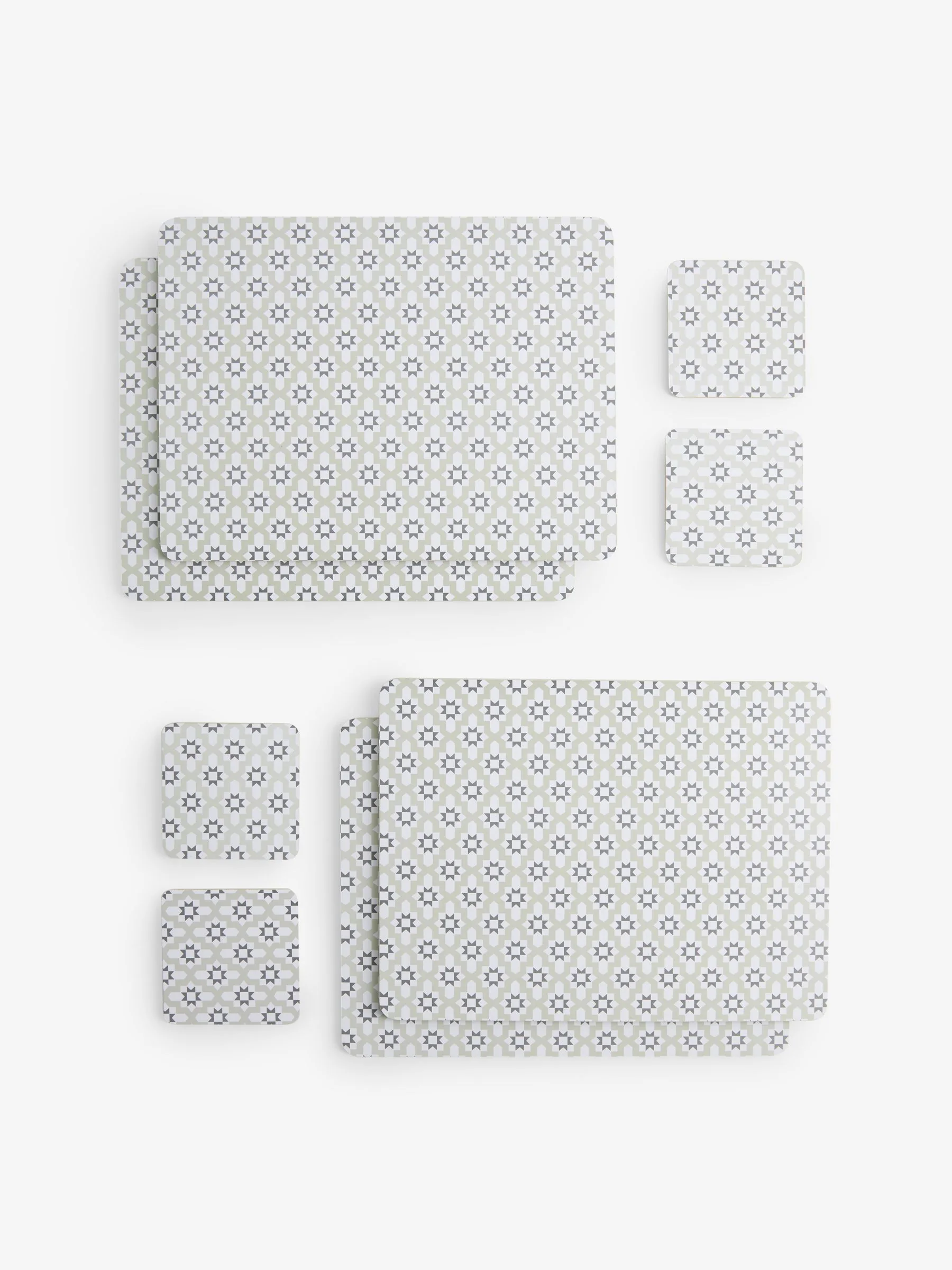Set of 4 Microtile Corkback Placemats and Coasters Set