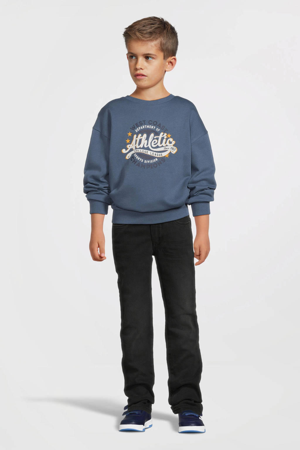 NAME IT sweater NKMVILDAR met printopdruk warmblauw