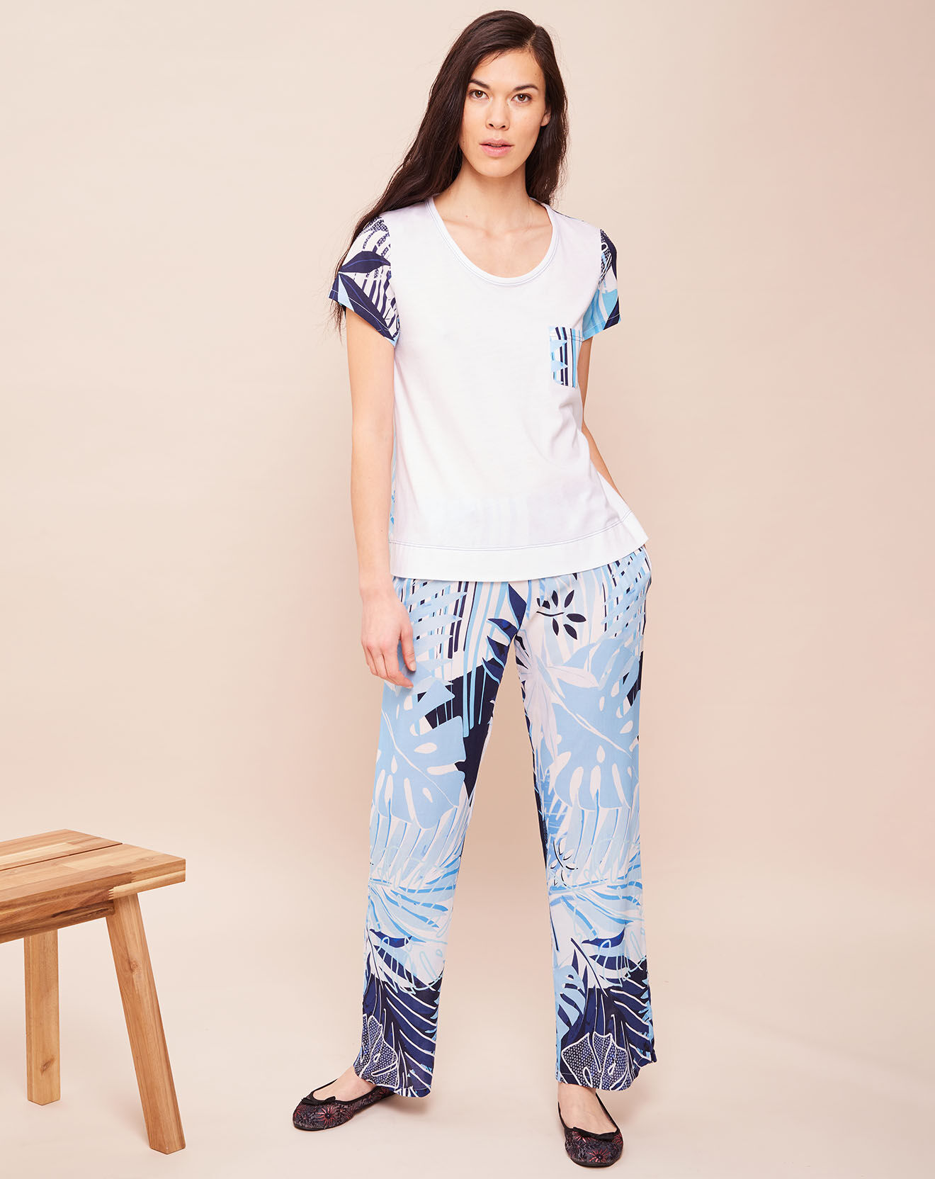 Le Chat T-Shirt Paradise blanc/bleu