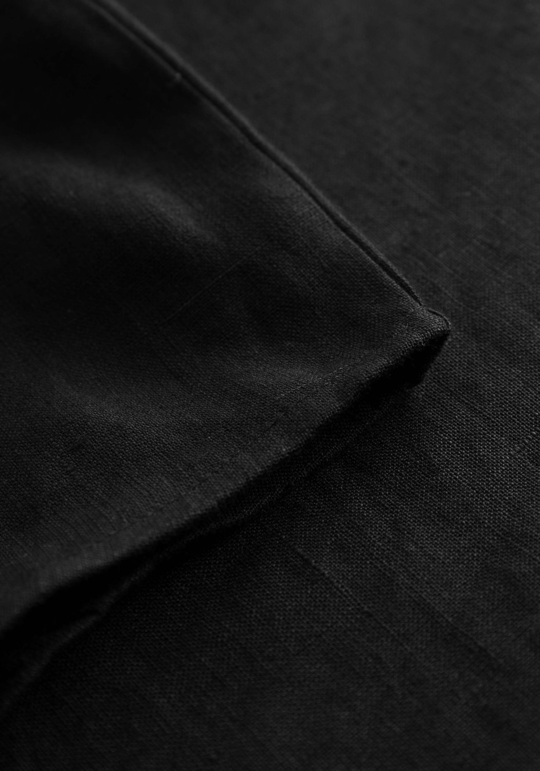 Knowledge Cotton Apparel Hemdbluse Aster Fold Up SS Linen Shirt Black Jet
