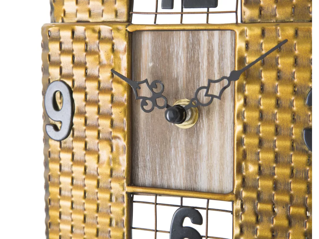 Horloge murale en métal doré 23,5x6,5x78 cm