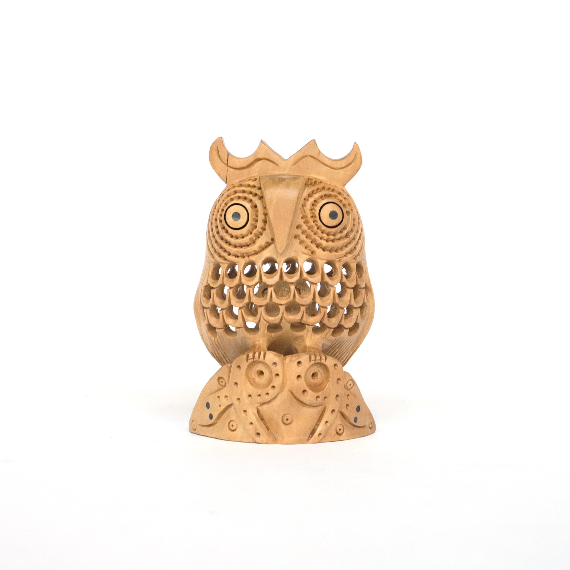 Eule in Eule aus Holz, H 10 cm, B 6,8 cm, T 3,8 cm von fischer's lagerhaus