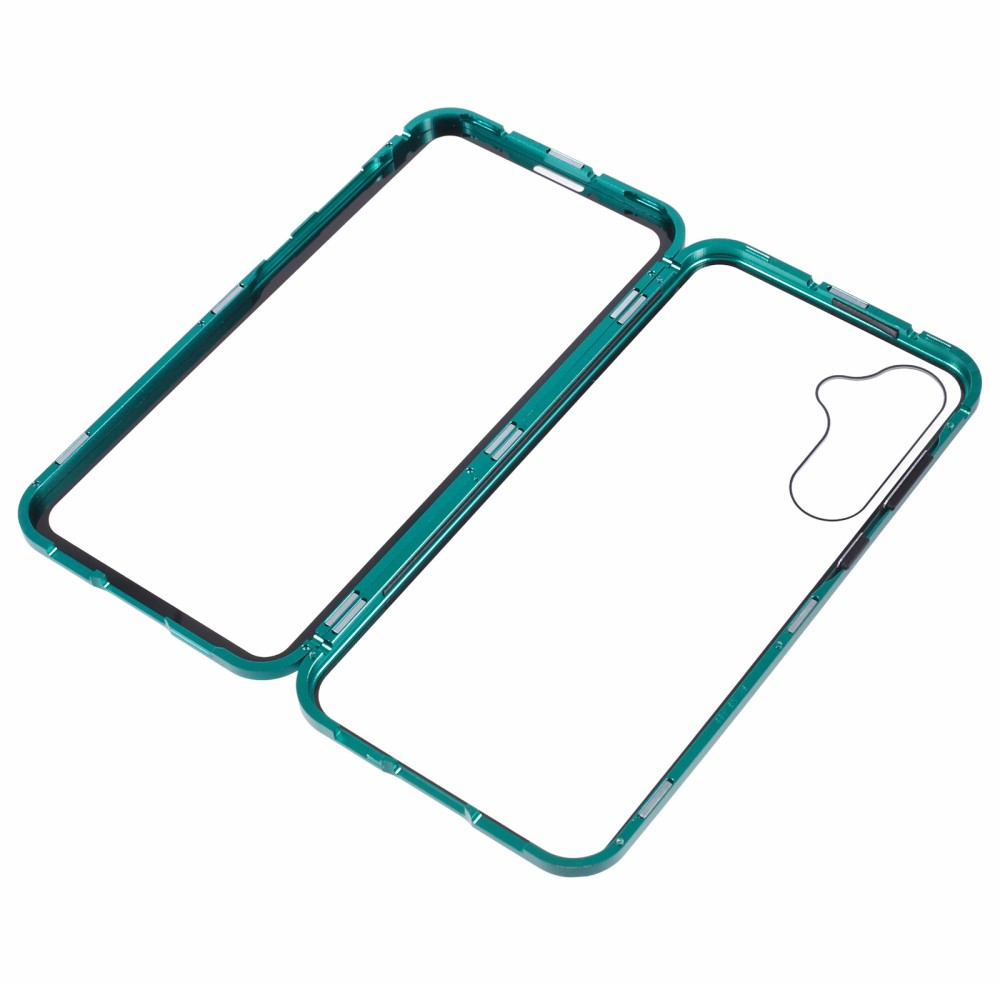Samsung Galaxy A55 Magnetische Alu Schutzhülle mit Panzer Glas Backcover   Displayschutz (Magnet-Technologie) - Grün