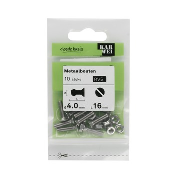 KARWEI metaalbout RVS 4x16 mm 10 stuks