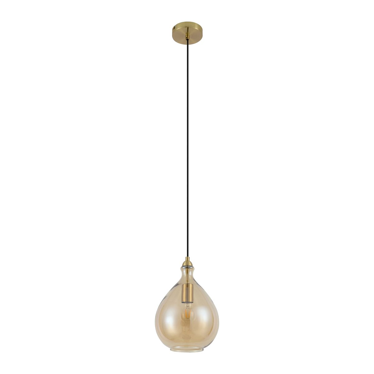 Moderne hanglamp goud met amber glas - Traditional