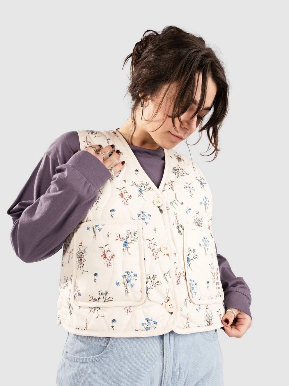 Brixton Field Floral Quilted Vest whitecap/hazlnt/dtsy flrl